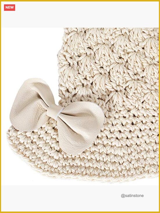 9493 Winter Crochet Bucket Hat Handmade Cotton Knit Cloche Bowler Hats Bow Crochet Bucket Hat Handmade Cotton Knit Cloche Bowler Hat main image 2
